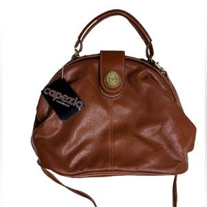 Capezio 1980's Vintage Doctor Frame Purse Bucket Bag Red Leather